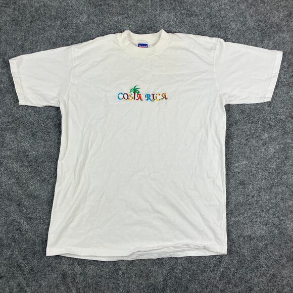 Ecological T-Shirt Mens Size XXL White Costa Rica Embroidered Tropical Tee - Picture 2 of 9